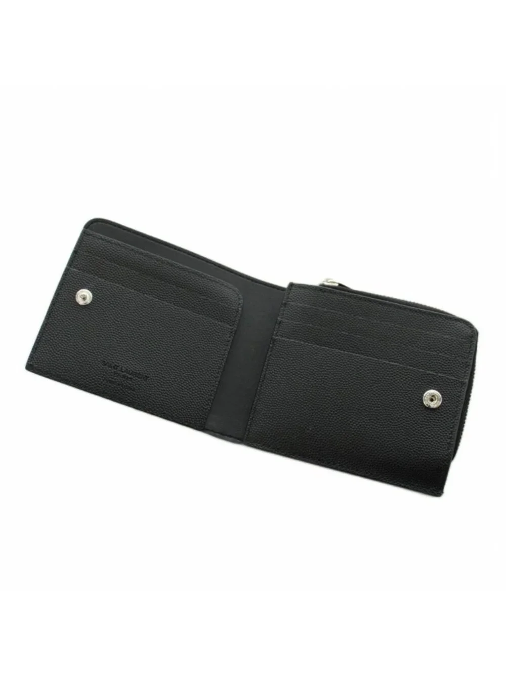 Saint Laurent Paris East West Zip Wallet Bifold Coin Purse Leather Black
